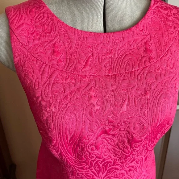 NWOT Talbots Pink Sheath Brocaded Cocktail Dress Scoop Neck Sleeveless - Picture 2 of 9